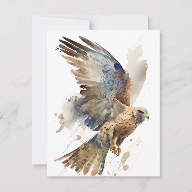 Hawk In Watercolors Holiday Card (Front)
