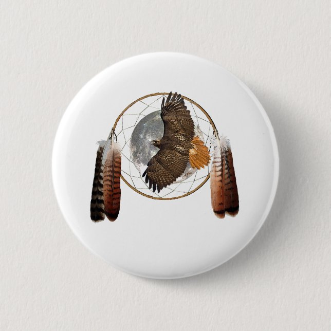 Hawk Moon 6 Cm Round Badge (Front)