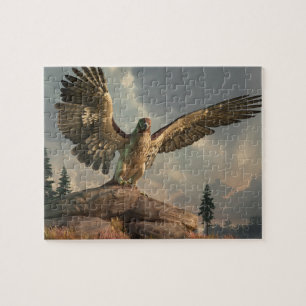 Hawk on the Rocks Jigsaw Puzzle