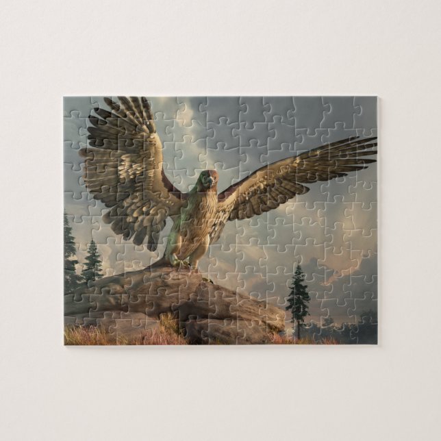 Hawk on the Rocks Jigsaw Puzzle (Horizontal)