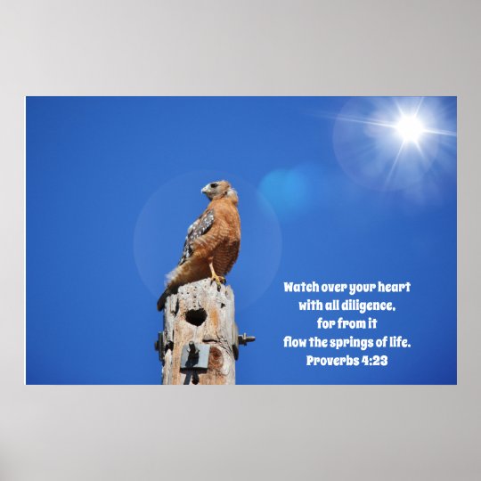 Hawk Over Heart Bible Scripture Poster Zazzle.co.uk