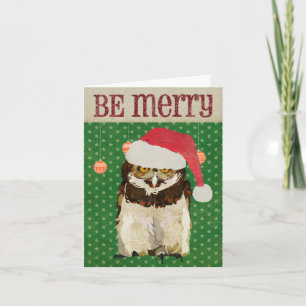 Hawk Owl Be Merry Christmas Card