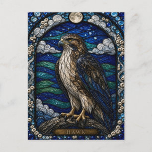 Hawk, Ridge Cloud Stained Glass Postcard