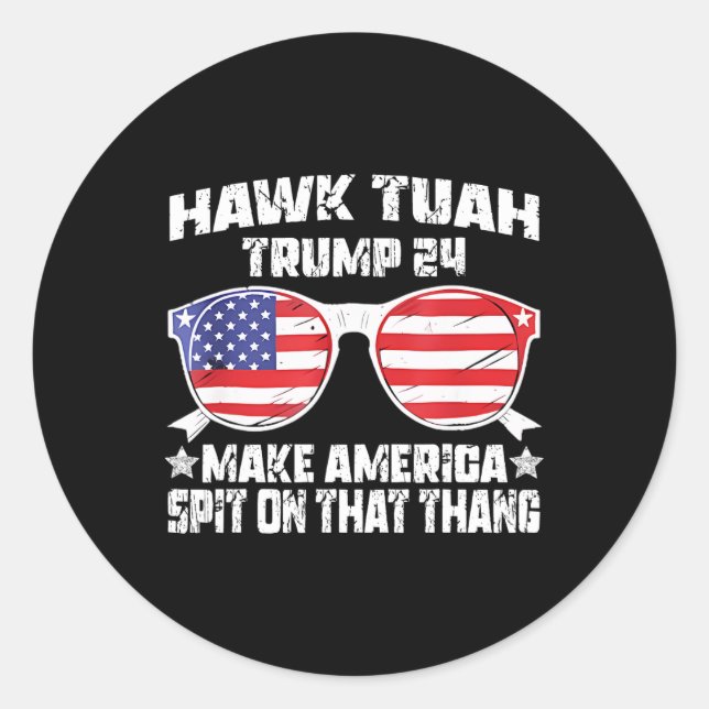 Hawk Tuah Funny Viral Humour Meme Video Girl 24 Tu Classic Round Sticker (Front)