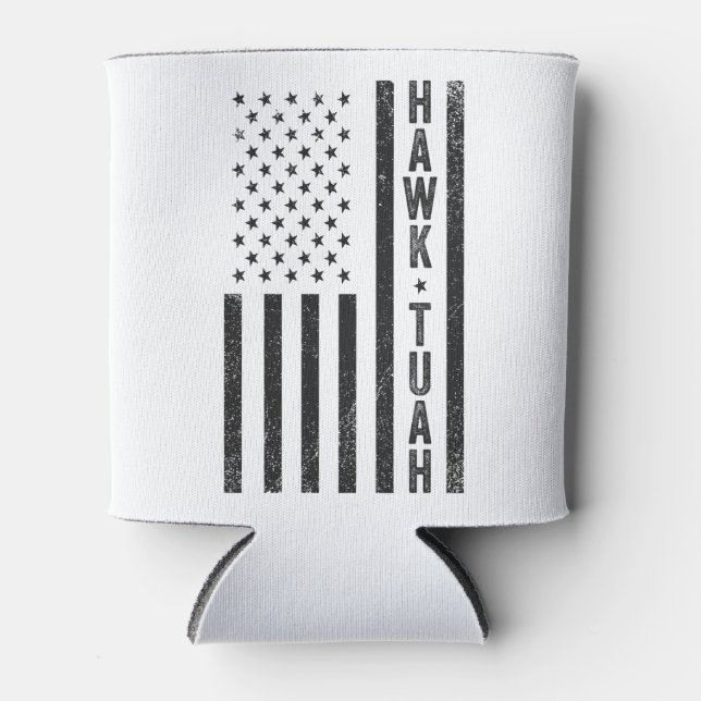 Hawk Tuah Spit On That Thang Funny 4th Of July   Can Cooler (Front)