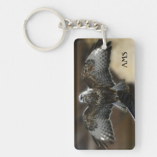 Hawk with Wings Out Wildlife Sanctuary Monogram Key Ring