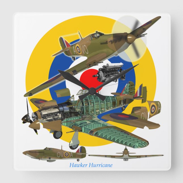 Hawker Hurricane, Britains Ace fighter plane. Square Wall Clock (Front)