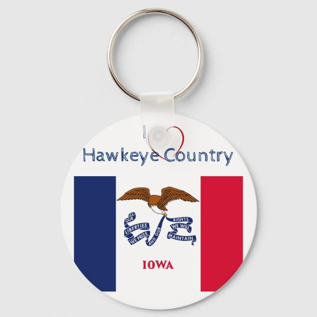 Hawkeyes Iowa Patriotic Flag  Button Key Ring (Front)
