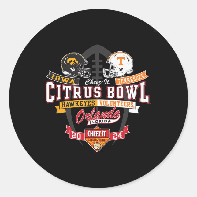 Hawkeyes Vs Tennessee Volunteers Citrus Bowl 2024  Classic Round Sticker (Front)