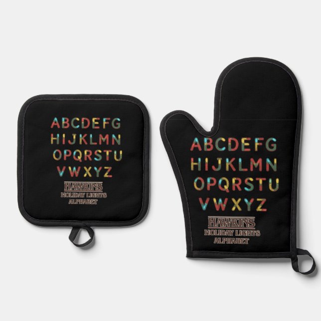 Hawkins Holiday Lights Alphabet Pot Holder Set (Front)