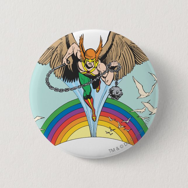 Hawkman Flies Thru Sky 6 Cm Round Badge (Front)