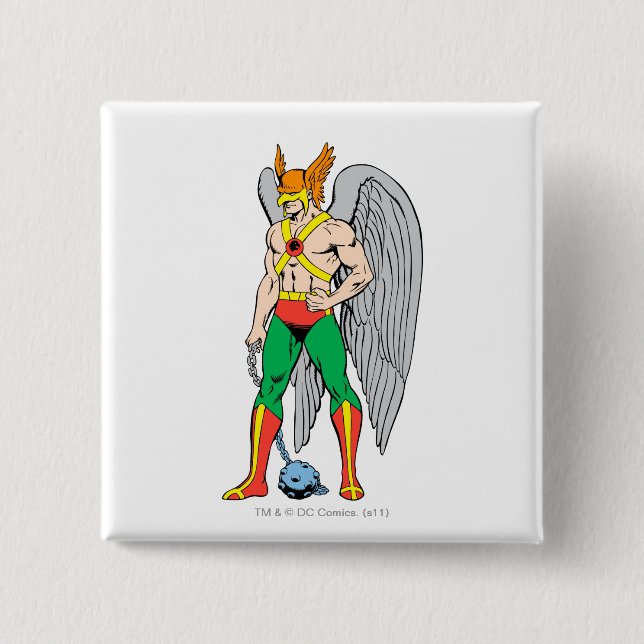 Hawkman Standing Pose 15 Cm Square Badge (Front)