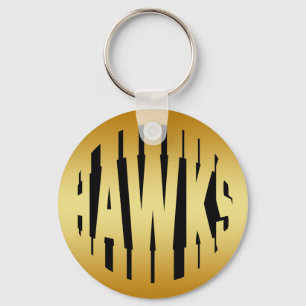 HAWKS - GOLD TEXT KEY RING