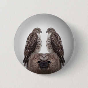 Hawks on a post 6 cm round badge