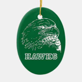 Hawks on Green Oval Ceramic Tree Decoration