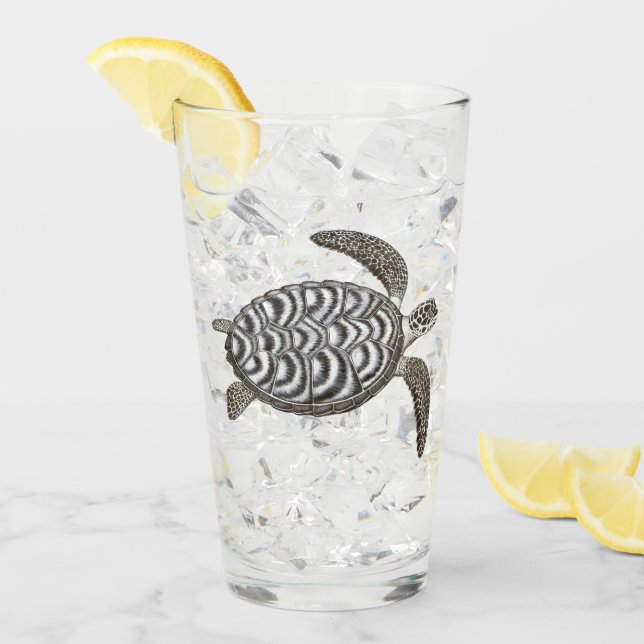 Hawksbill Sea Turtle Glass Tumbler (Front Ice)