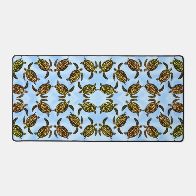 Hawksbill Sea Turtle Ocean Desk Mat (Front)