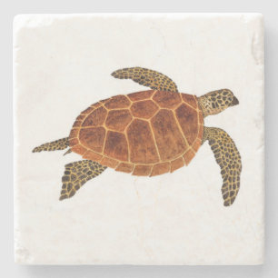 Hawksbill sea turtle stone coaster