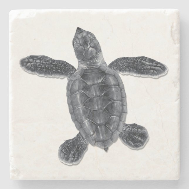 Hawksbill Sea Turtle Stone Coaster (Front)
