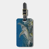 Hawksbill Sea Turtle Swimming Luggage Tag (Front Vertical)