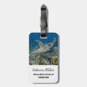 Hawksbill Sea Turtle Swimming Luggage Tag (Back Vertical)