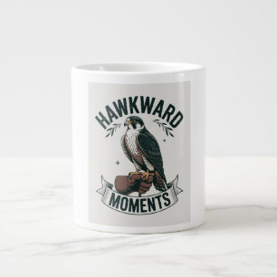Hawkward Moments - Funny Hawk & Bird Lover Pun Art Large Coffee Mug