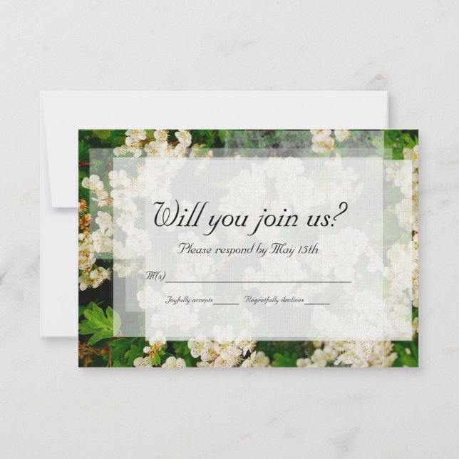 Hawthorn Blossom Wedding RSVP Card (Back)