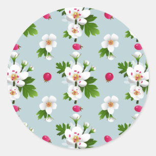 Hawthorn Flowers Classic Round Sticker