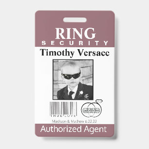 Hawthorn Rose Ring Bearer Security Badge ID Badge