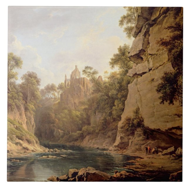 Hawthornden Castle, near Edinburgh, c.1820-22 (oil Tile (Front)