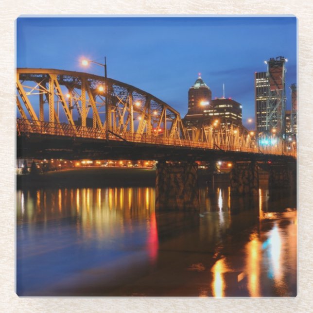 Hawthorne Bridge Glass Coaster (Front)