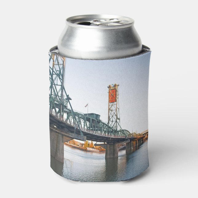 Hawthorne Bridge Portland Daytime Can Cooler (Can Front)