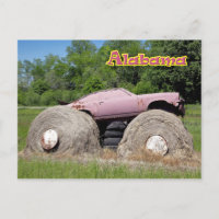 Hay Bale Art - Pink Monster Truck