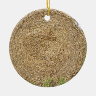 Hay bale in a field ceramic tree decoration