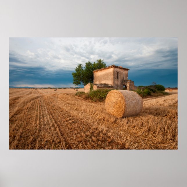 Hay bale in Provence field Poster (Front)