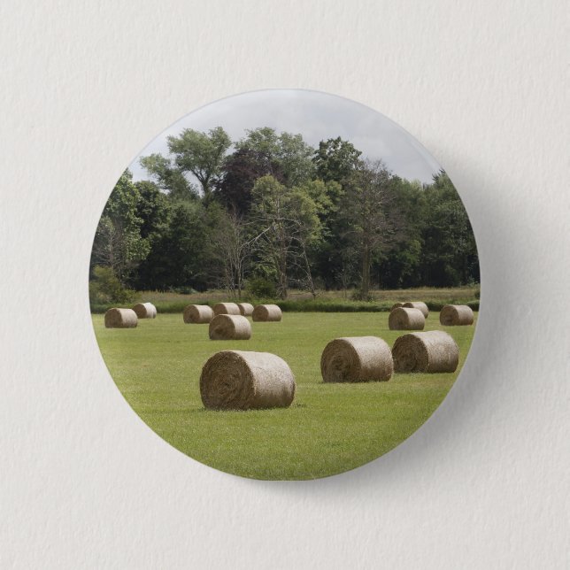 Hay bales 6 cm round badge (Front)