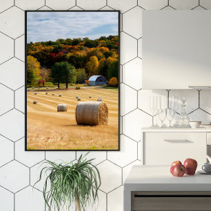Hay Bales In The Fall  Poster