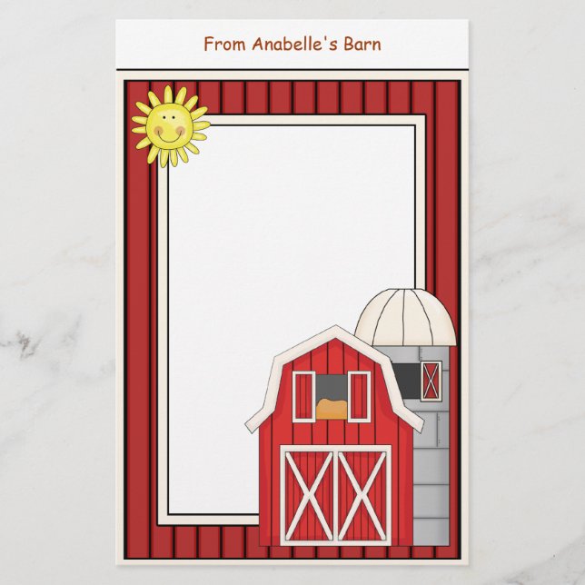 Hay Barn Agriculture Theme Kids Writing Paper (Front)