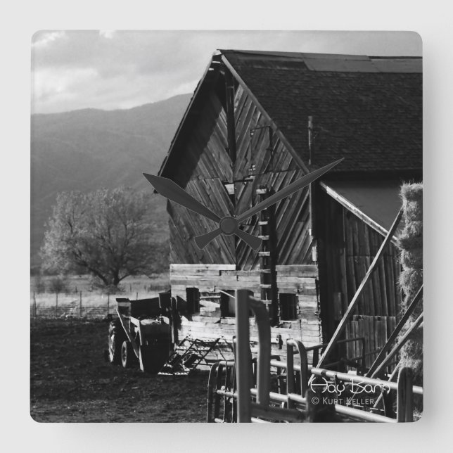 Hay Barn Square Wall Clock (Front)