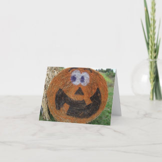 Hay Barrel Pumpkin Halloween Card