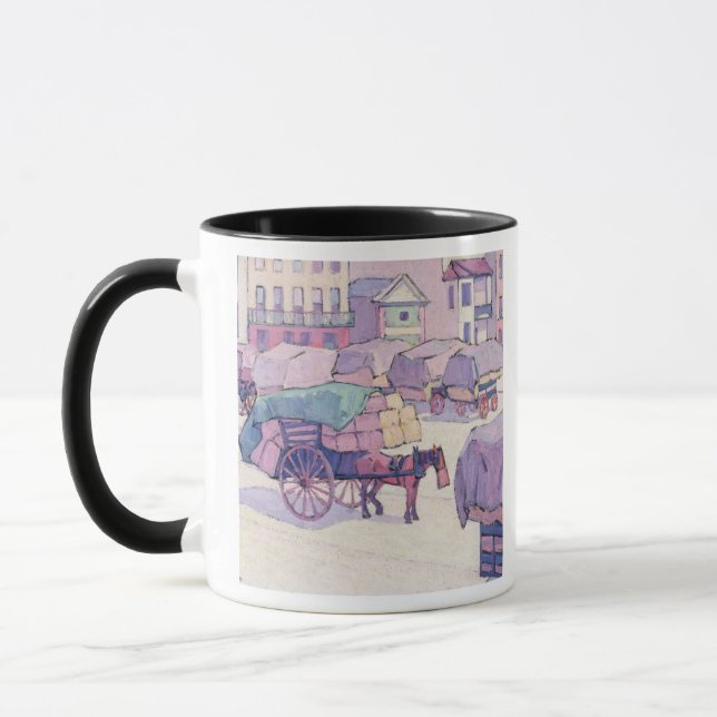 Hay Carts, Cumberland Market (oil on canvas) Mug (Left)