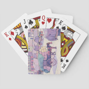 Hay Carts, Cumberland Market (oil on canvas) Playing Cards