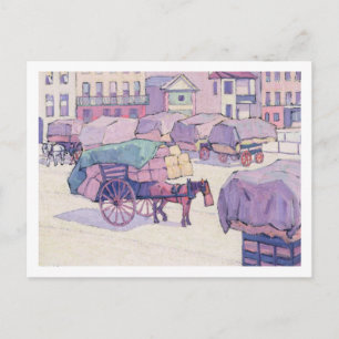 Hay Carts, Cumberland Market (oil on canvas) Postcard