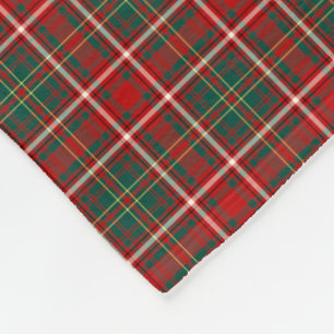 Hay Clan Red, Green, and White Tartan Fleece Blanket