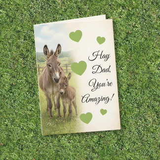 Hay Dad You’re Amazing Donkeys Farm Father's Day Card