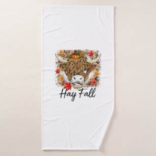 Hay Fall Highland Cow Leopard Thanksgiving Heifer Bath Towel