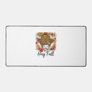 Hay Fall Highland Cow Leopard Thanksgiving Heifer Desk Mat