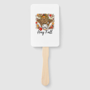 Hay Fall Highland Cow Leopard Thanksgiving Heifer  Hand Fan