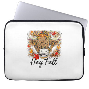 Hay Fall Highland Cow Leopard Thanksgiving Heifer Laptop Sleeve