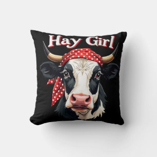 Hay Girl Farmer Funny Cattle Cow Farm Lovers Cushion